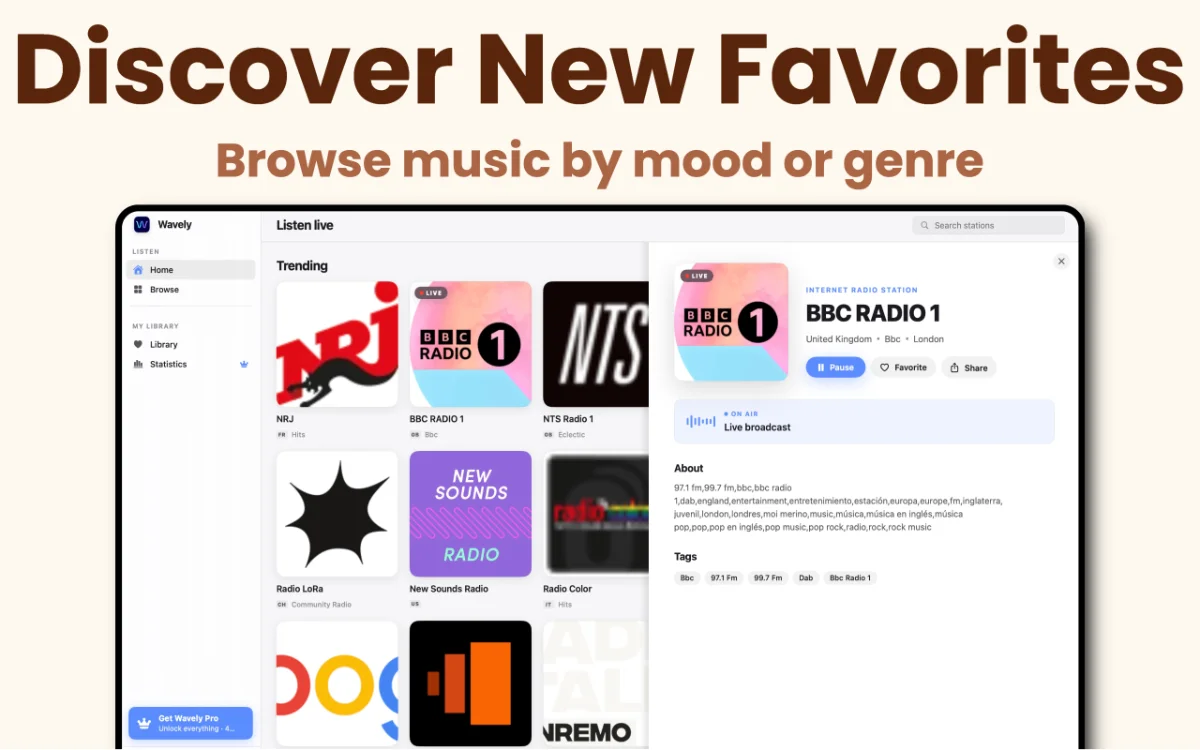 Wavely — live internet radio app
